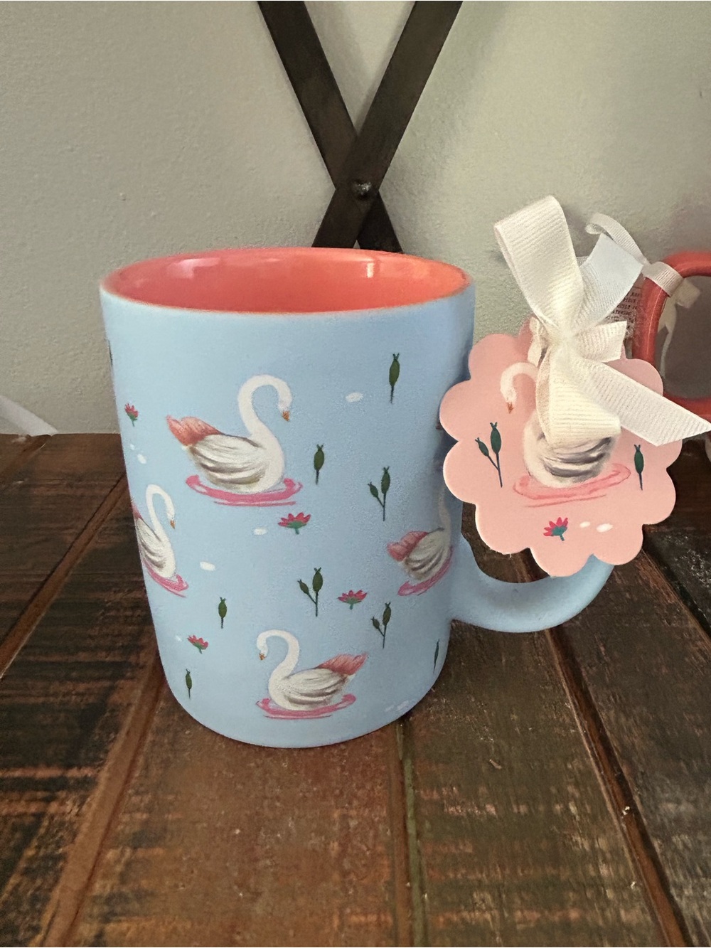 Sunday Morning SWAN Mug With Floral Design Love Birds NEW